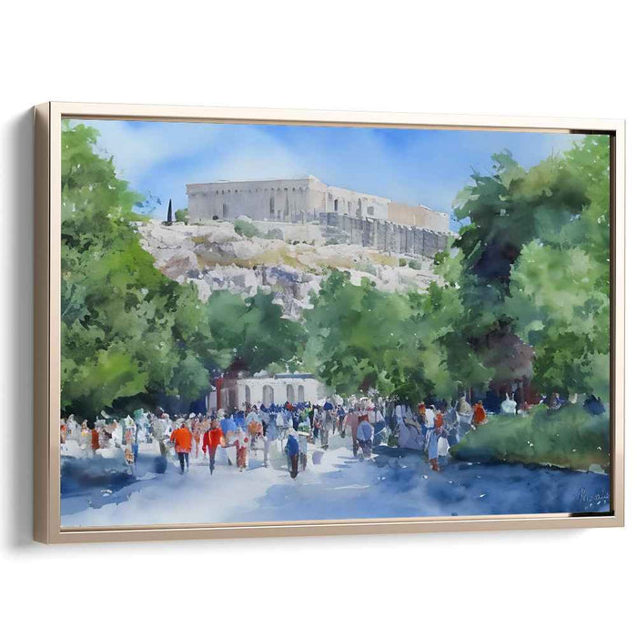 Echoes of Ancient Majesty: Watercolor of the Acropolis in Athens