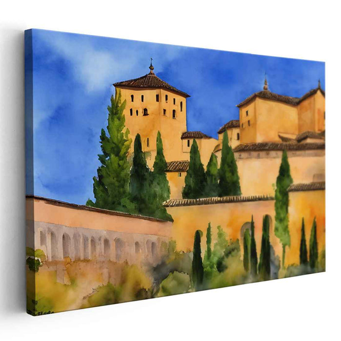 Whispers From Moorish Gardens: Watercolor Impression of Alhambra Palace