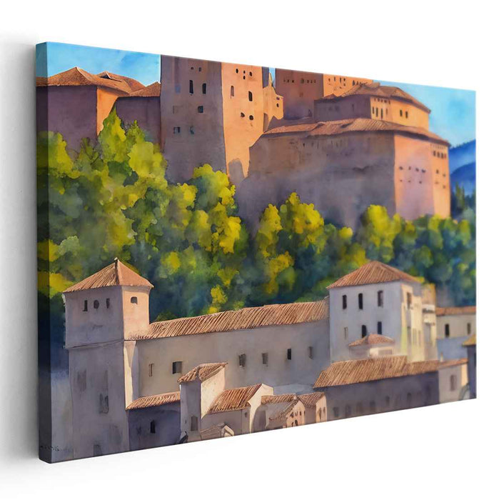 Whispering Misty Valley: Serene Watercolor Landscape Canvas Art Print