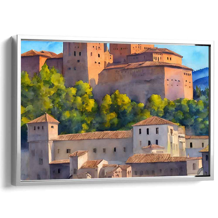 Whispering Misty Valley: Serene Watercolor Landscape Canvas Art Print