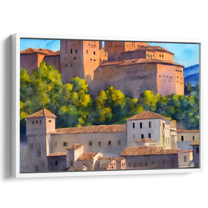 Whispering Misty Valley: Serene Watercolor Landscape Canvas Art Print