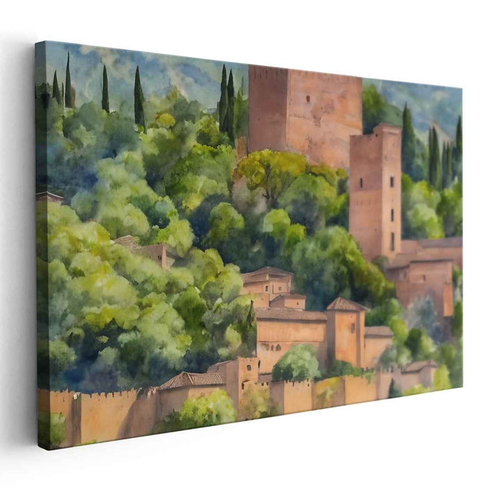 Serenity of Ancient Ruins: A Romantic Landscape Canvas Art Print