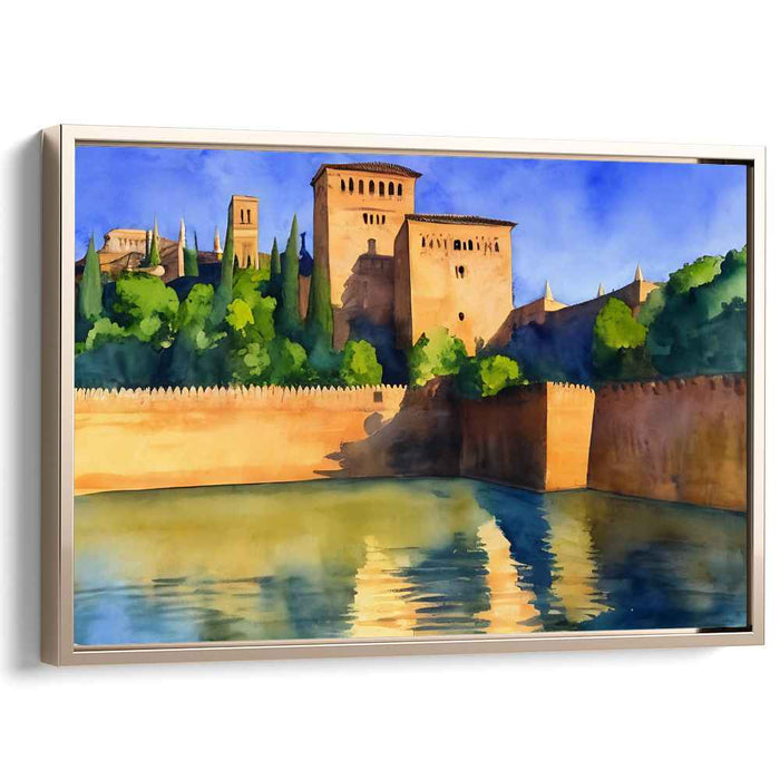 Echoes of Stone Keep: Watercolor Reflection of an Ancient Castle