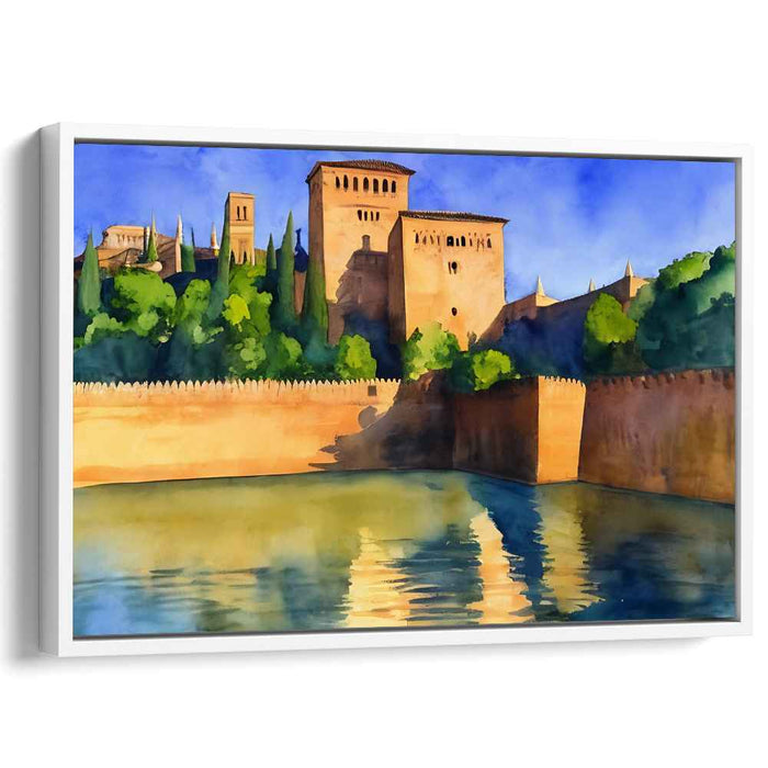 Echoes of Stone Keep: Watercolor Reflection of an Ancient Castle