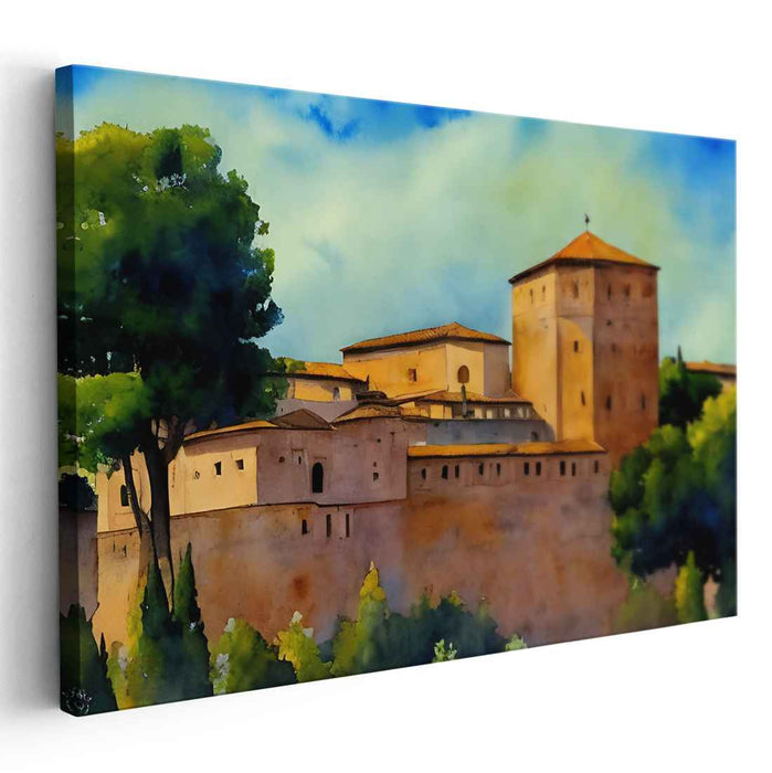 Whispers From Ancient Waters: Serene Historical Watercolor Landscape