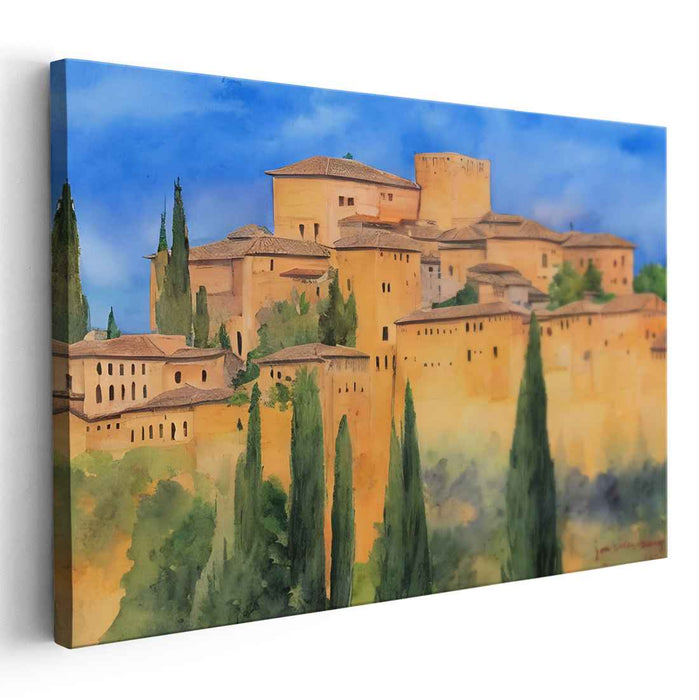 Terracotta Oasis: Sunlit Terracotta Haven Canvas Art Print