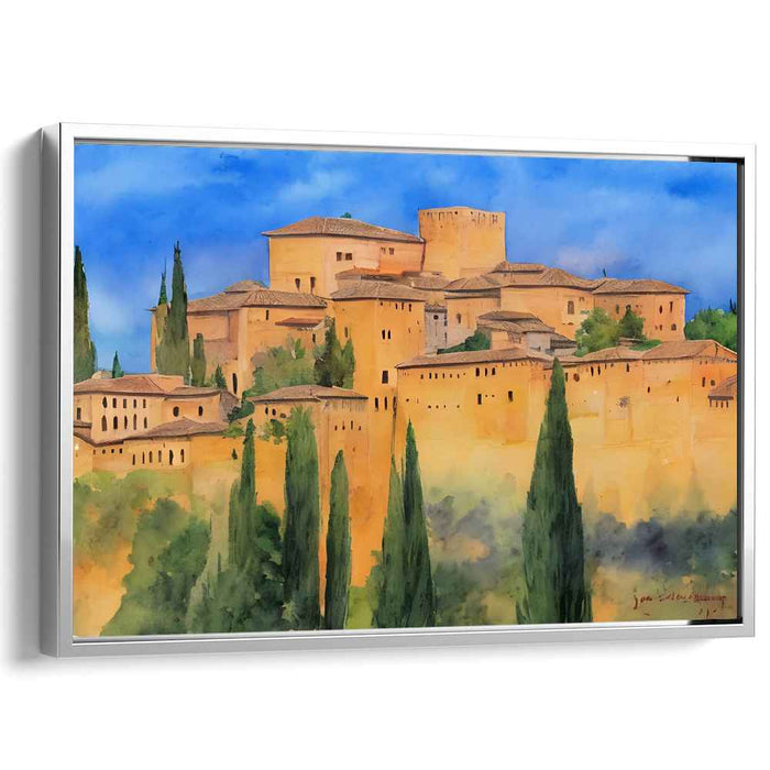 Terracotta Oasis: Sunlit Terracotta Haven Canvas Art Print