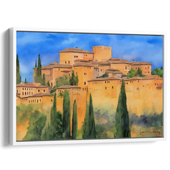 Terracotta Oasis: Sunlit Terracotta Haven Canvas Art Print