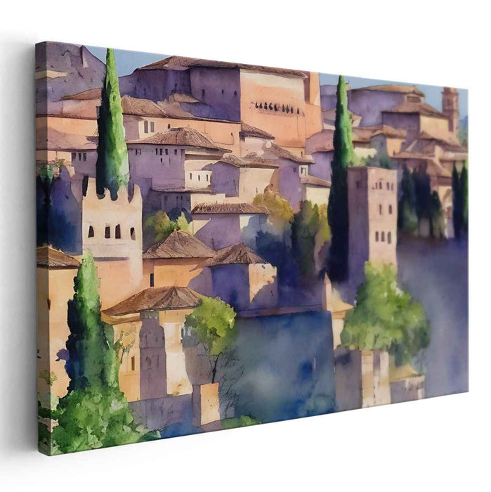 Tranquil Pastel Vista: Serene Watercolor Landscape Art Print