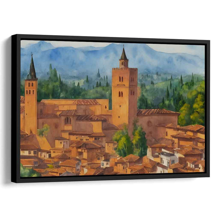 Eternal Watchtower View: Timeless Fortress and Rooftop Canvas Art Print