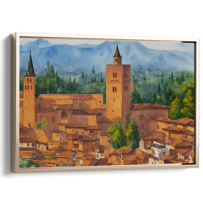 Eternal Watchtower View: Timeless Fortress and Rooftop Canvas Art Print