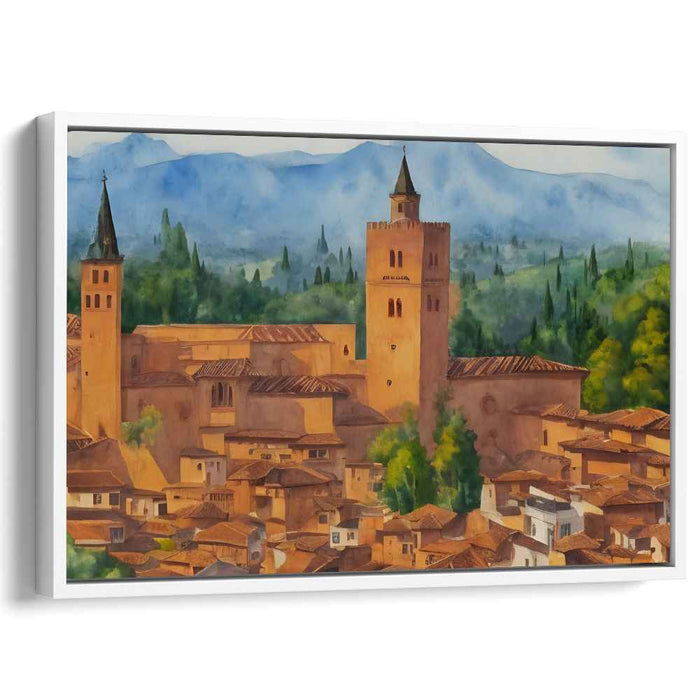 Eternal Watchtower View: Timeless Fortress and Rooftop Canvas Art Print