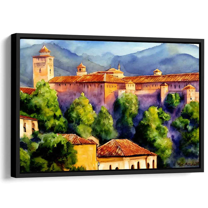 Aqua Citadel Radiance: Watercolor Fortress in Sunlit Splendor