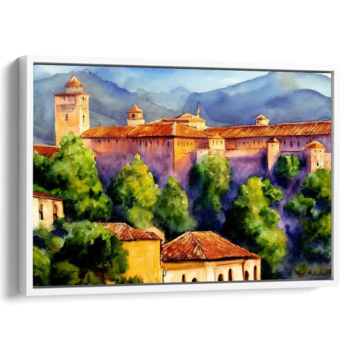 Aqua Citadel Radiance: Watercolor Fortress in Sunlit Splendor