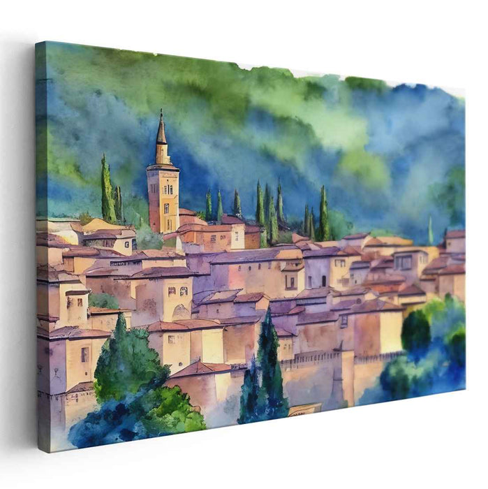 Dappled Verdant Vistas: Impressionist-Inspired Watercolor Landscape Art Print