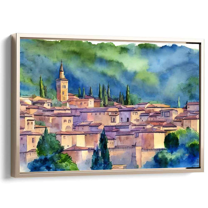 Dappled Verdant Vistas: Impressionist-Inspired Watercolor Landscape Art Print