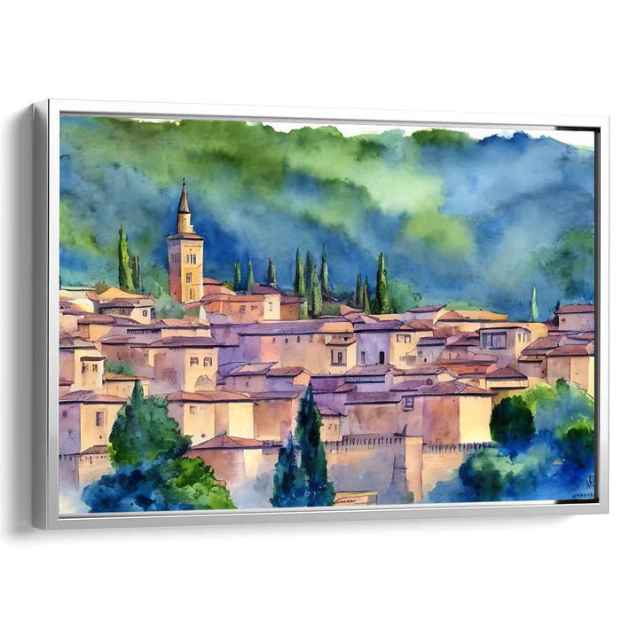 Dappled Verdant Vistas: Impressionist-Inspired Watercolor Landscape Art Print