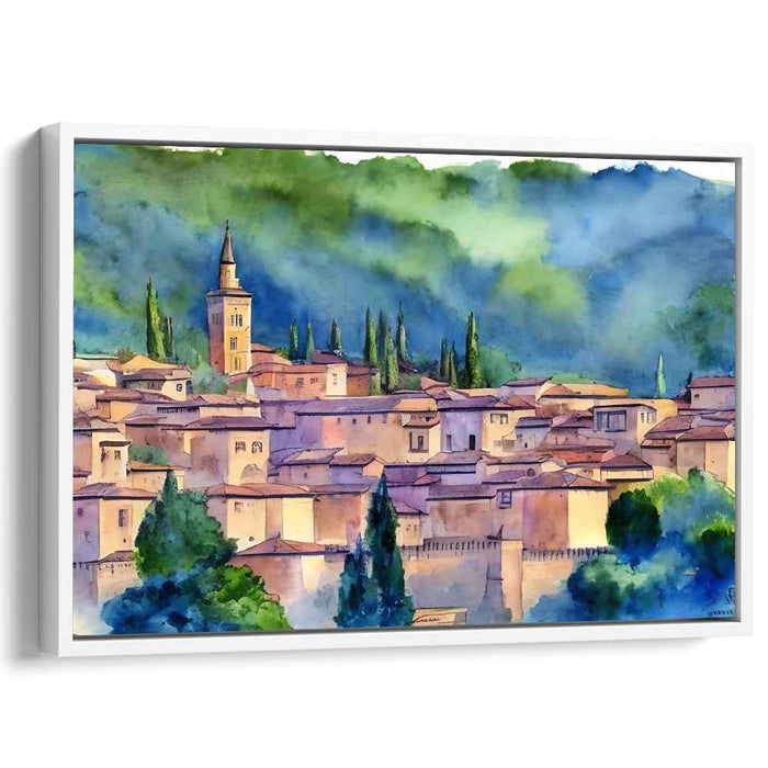 Dappled Verdant Vistas: Impressionist-Inspired Watercolor Landscape Art Print