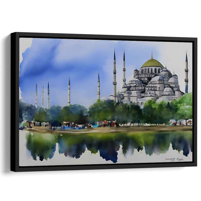 Urban Chroma: Watercolor Architectural Canvas Art Print