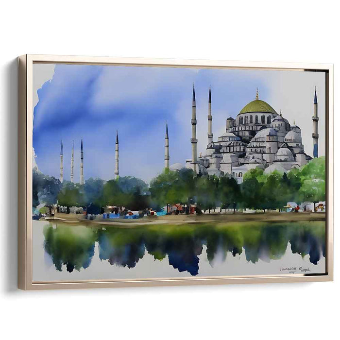 Urban Chroma: Watercolor Architectural Canvas Art Print