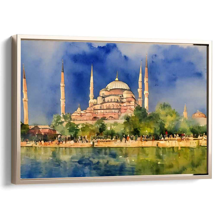 Watercolor Blue Mosque #107