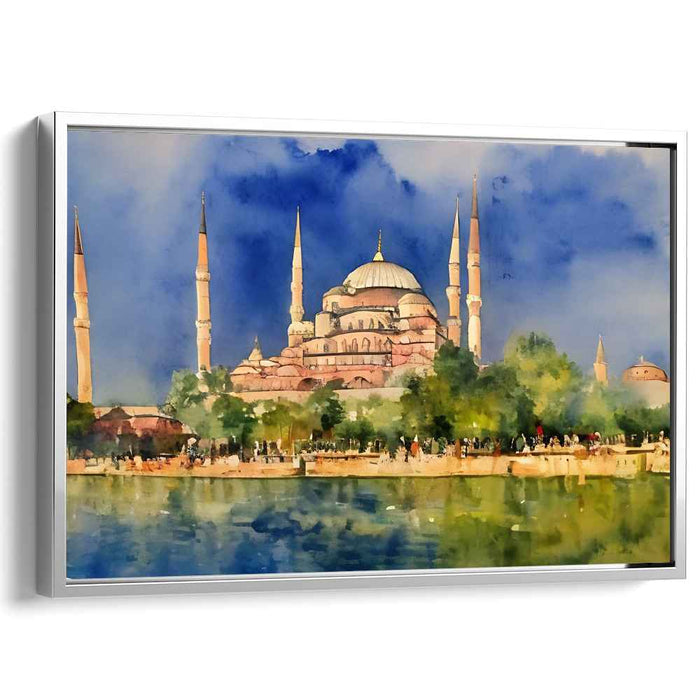 Watercolor Blue Mosque #107