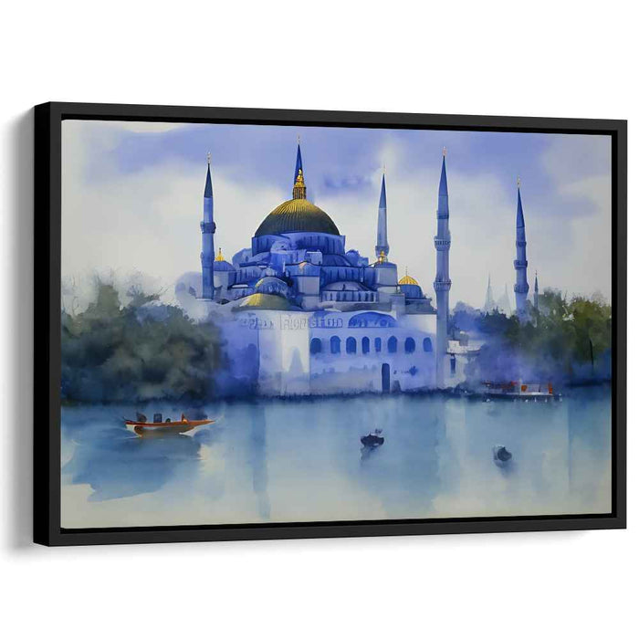 Illuminated Tranquility: Watercolor Depiction of the Blue Mosque