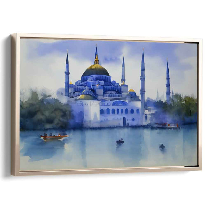 Illuminated Tranquility: Watercolor Depiction of the Blue Mosque