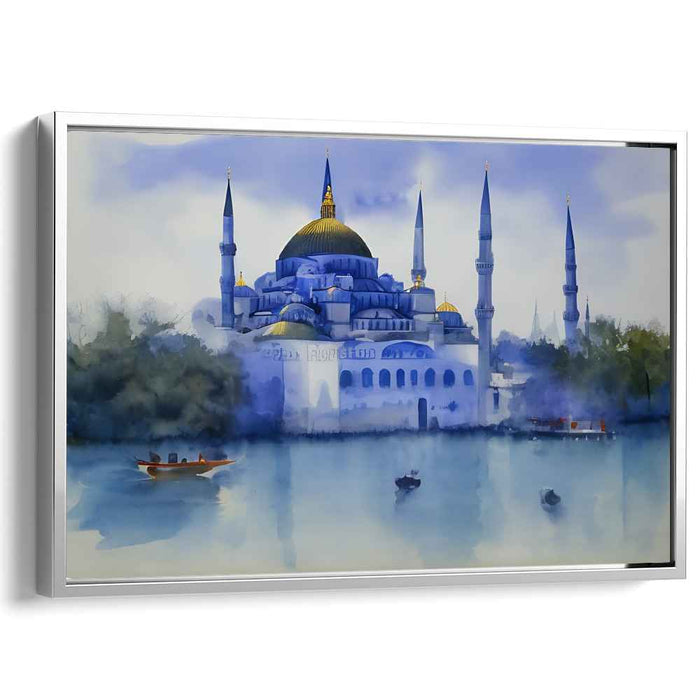 Illuminated Tranquility: Watercolor Depiction of the Blue Mosque