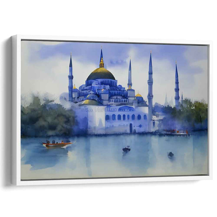 Illuminated Tranquility: Watercolor Depiction of the Blue Mosque