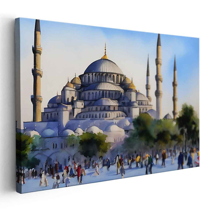 Whispers of Aquamarine Serenity: Tranquil Blue Canvas Art Print