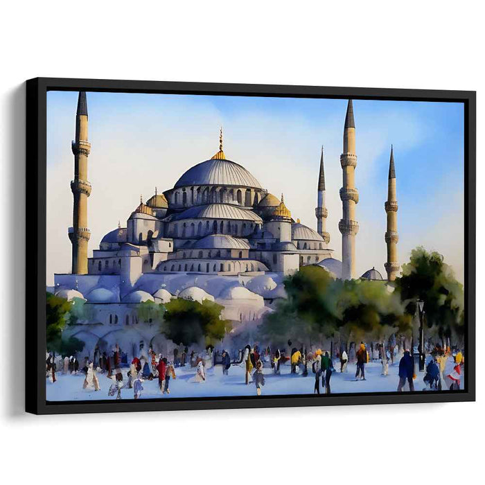 Whispers of Aquamarine Serenity: Tranquil Blue Canvas Art Print