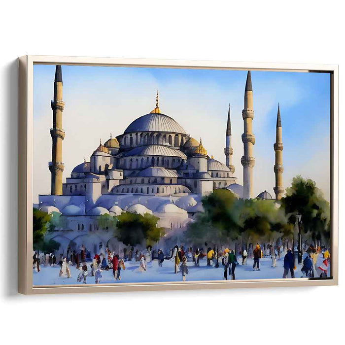 Whispers of Aquamarine Serenity: Tranquil Blue Canvas Art Print