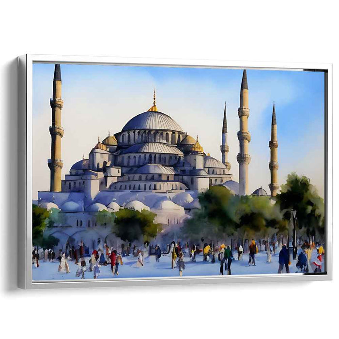 Whispers of Aquamarine Serenity: Tranquil Blue Canvas Art Print