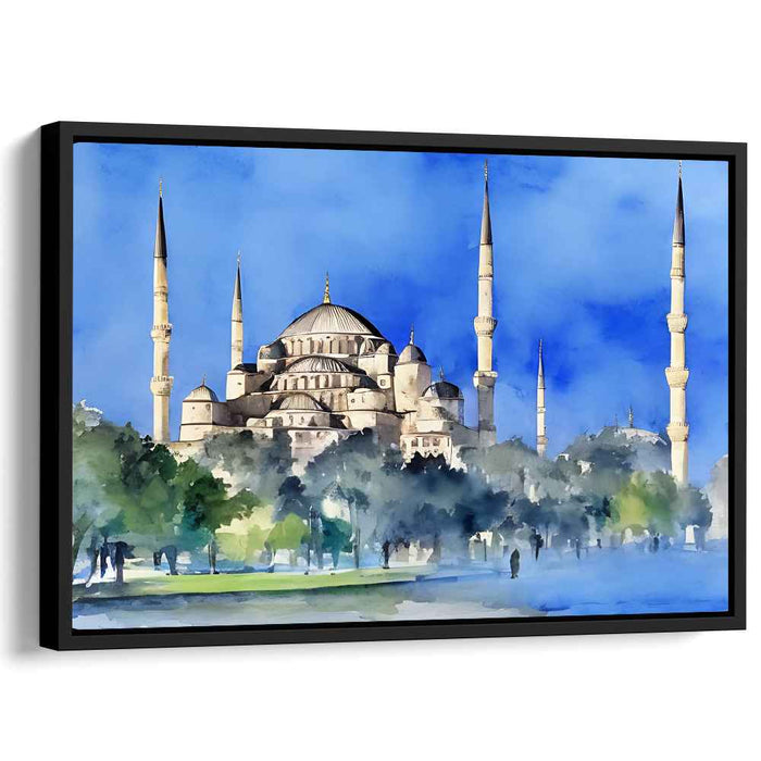 Ethereal Archways Dance: Watercolor View of Hagia Sophia Canvas Art