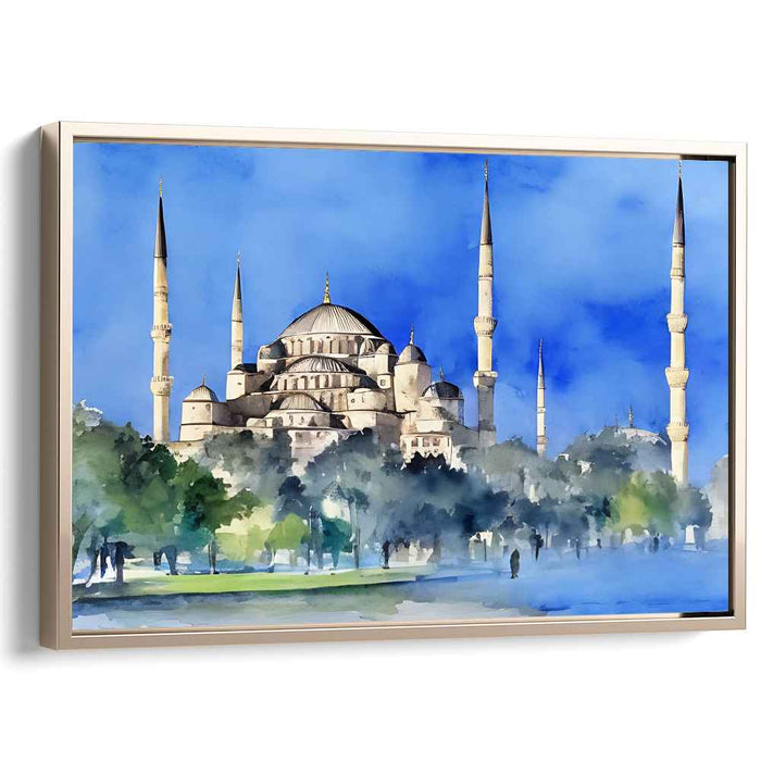 Ethereal Archways Dance: Watercolor View of Hagia Sophia Canvas Art