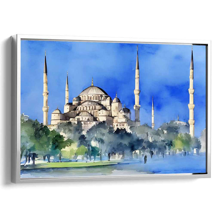 Ethereal Archways Dance: Watercolor View of Hagia Sophia Canvas Art