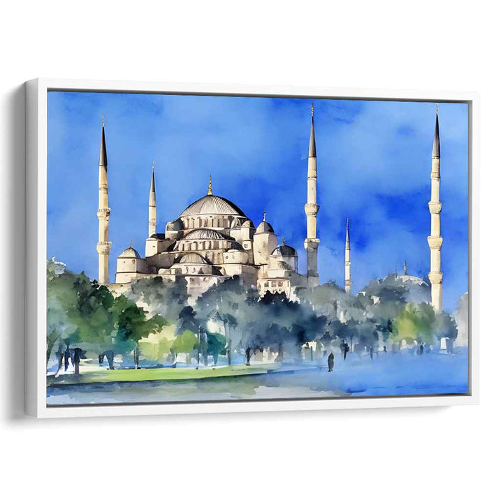 Ethereal Archways Dance: Watercolor View of Hagia Sophia Canvas Art