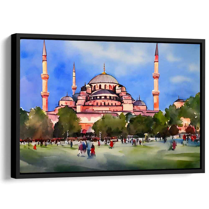 Whimsical Cityscape Symphony: Watercolor Architectural Landscape