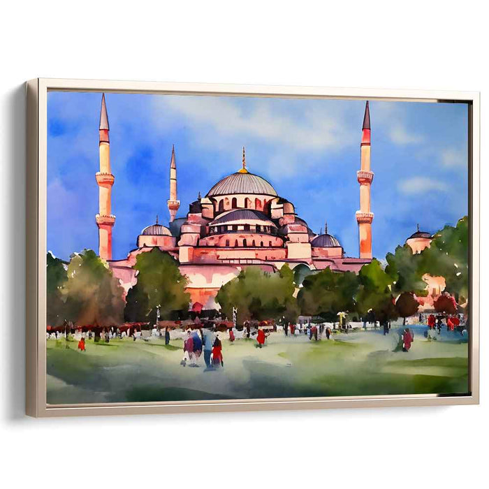 Whimsical Cityscape Symphony: Watercolor Architectural Landscape