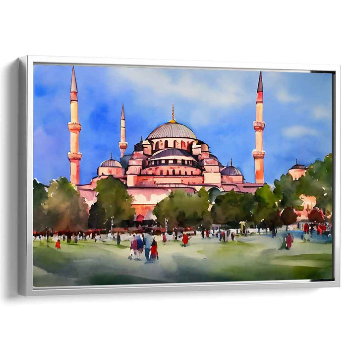 Whimsical Cityscape Symphony: Watercolor Architectural Landscape