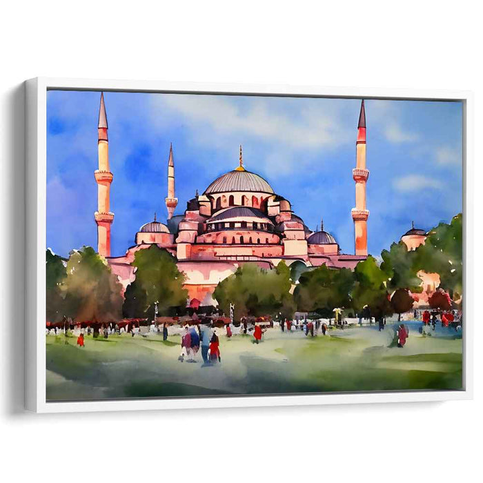 Whimsical Cityscape Symphony: Watercolor Architectural Landscape