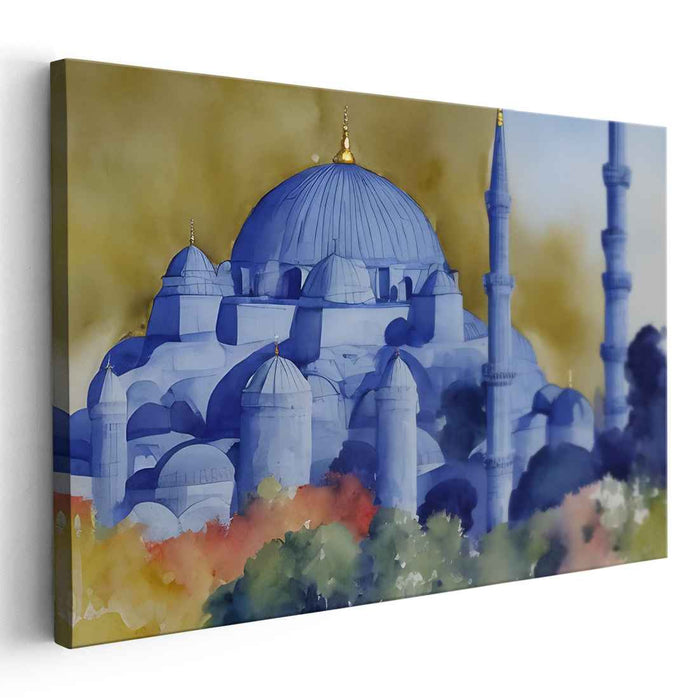 Serenity Splash Symphony: Watercolor Serenity Canvas Art Print