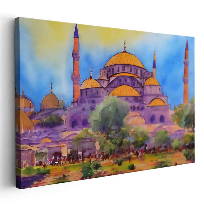 Wispy Echoes of Byzantium: Impressionist Watercolor of Hagia Sophia