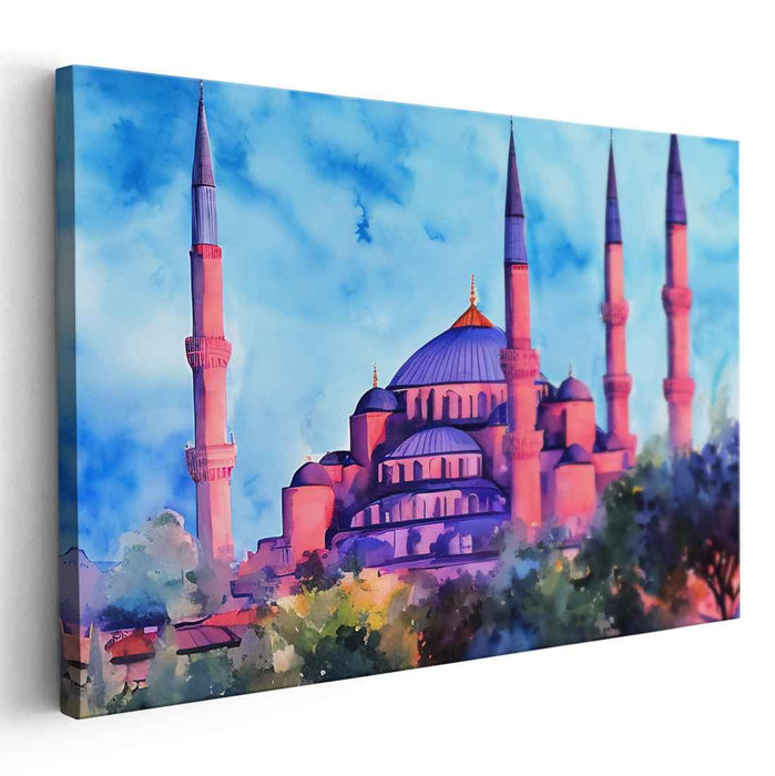 Watercolor Blue Mosque #127