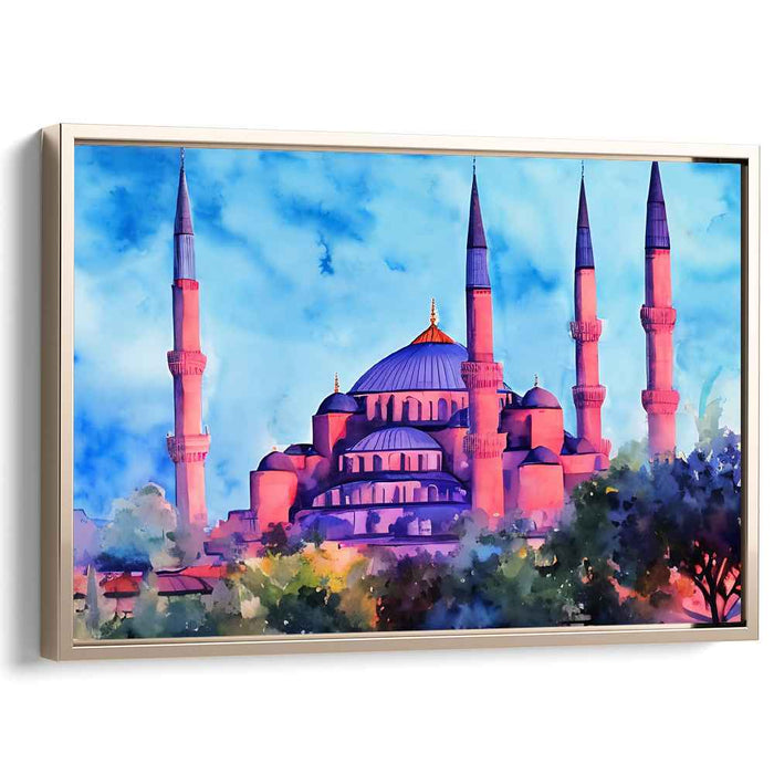 Watercolor Blue Mosque #127