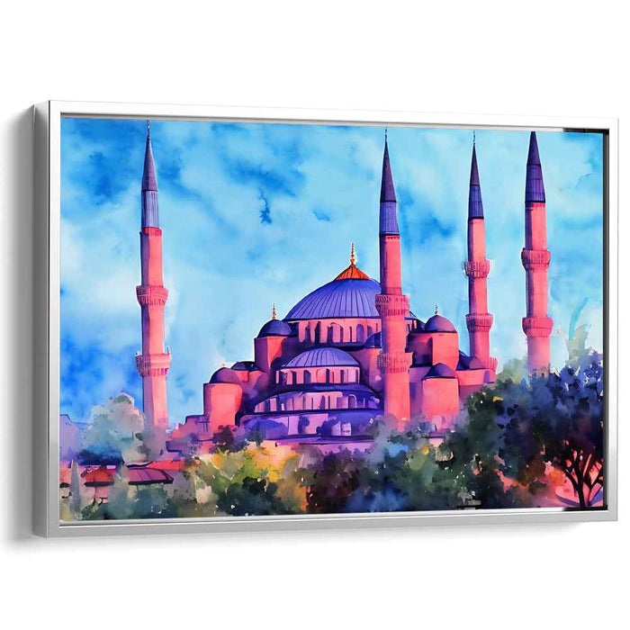 Watercolor Blue Mosque #127