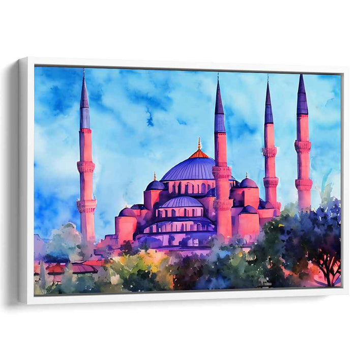 Watercolor Blue Mosque #127