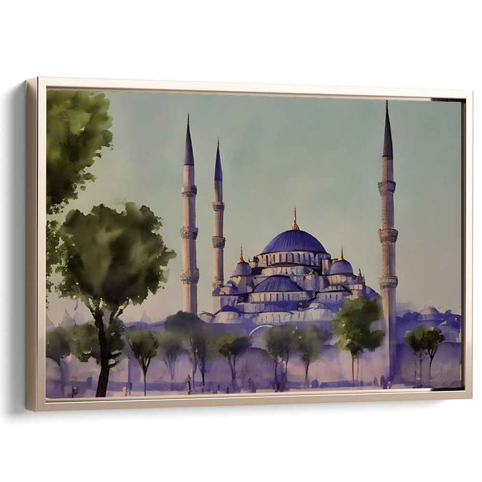 Watercolor Blue Mosque #129