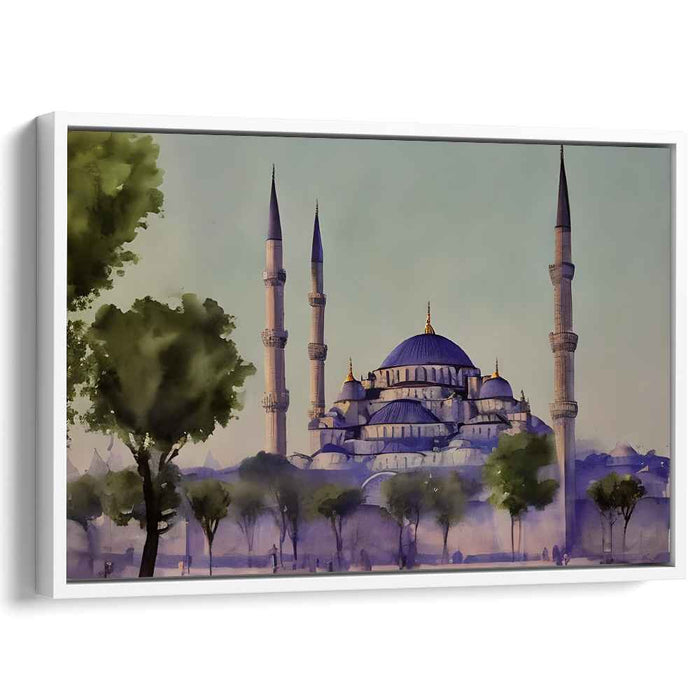 Watercolor Blue Mosque #129